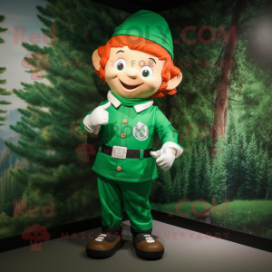 Forest Green Leprechaun mascot costume character dressed with a Windbreaker and Ties