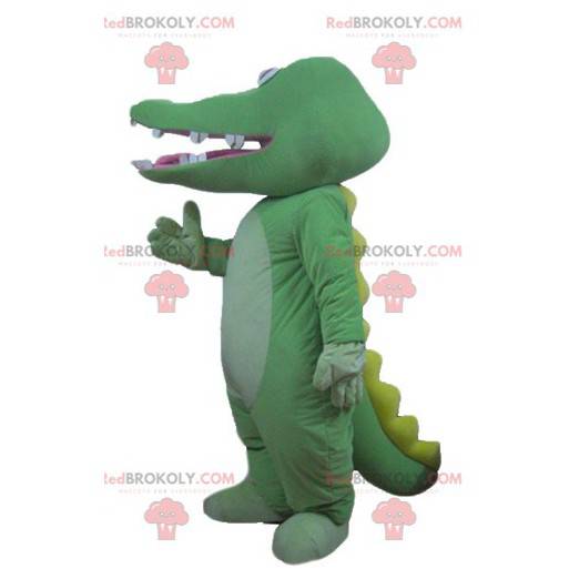 Reusachtige groene en gele krokodil mascotte - Redbrokoly.com