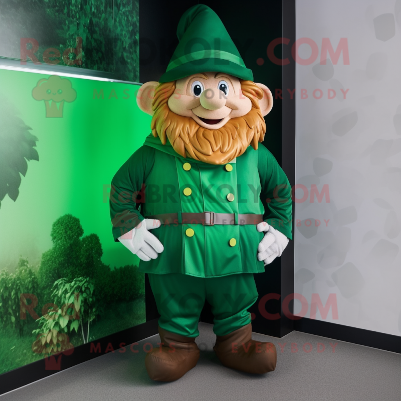 Forest Green Leprechaun mascot costume character dressed with a Windbreaker and Ties Forest Green Leprechaun mascot costume character dressed with a Windbreaker and Ties