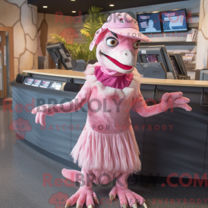 Maskottchenfigur eines rosa...