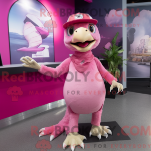 Maskottchenfigur eines rosa...