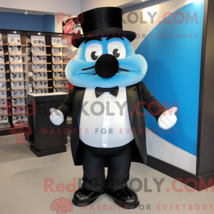 Maskotfigur af en himmelblå...