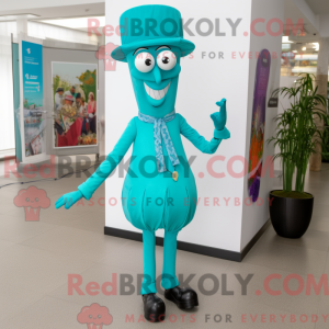 Maskot-karakter af en Cyan...