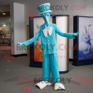 Maskotkarakter av en Cyan...