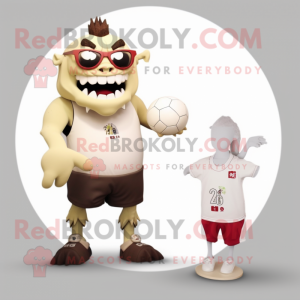 Beige Ogre maskot kostume...