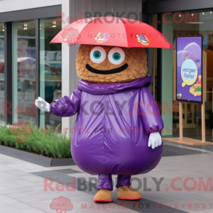 Maskot karakter af en lilla...