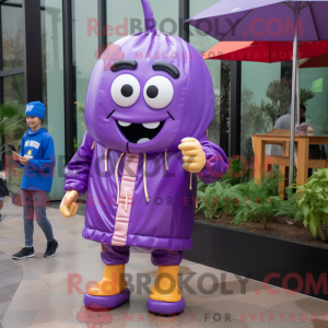 Maskot karakter af en lilla...