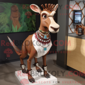 Caráter de máscara de Tan Okapi com uma máscara omslagsskjørt e halskjeder - Mascotes Okapi - REBROKO_400070 - RedBrokoly.com