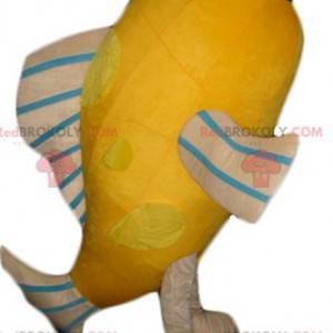 Mascot reusachtige vis oranje, beige en blauw - Redbrokoly.com