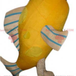 Mascotte de poisson géant orange beige et bleu - Redbrokoly.com