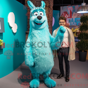 Mascot character of a Cyan...