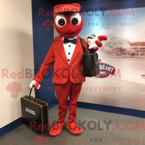 Mascottefiguur van een rode...