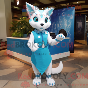 Mascot character of a Cyan...