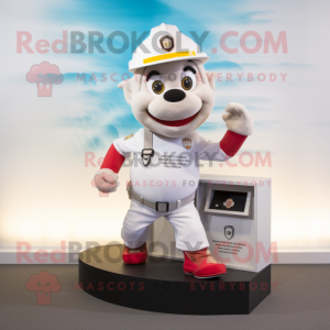 White Fire Fighter mascot costume character dressed with a Running Shorts and Wallets