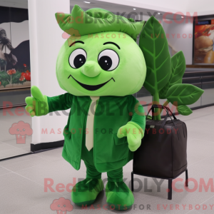 Maskot karakter af en grøn...