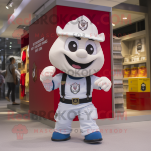 White Fire Fighter mascot costume character dressed with a Running Shorts and Wallets