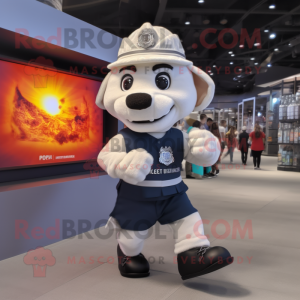 White Fire Fighter mascot costume character dressed with a Running Shorts and Wallets