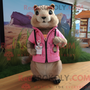 Mascot character of a Pink...