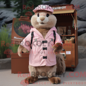 Maskottchenfigur eines rosa...