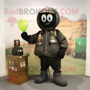 nan Grenade mascot costume character dressed with a Leather Jacket and Messenger bags