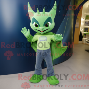 Maskot karakter af en grøn...