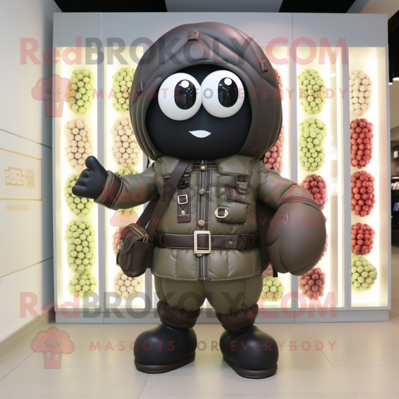 nan Grenade mascot costume character dressed with a Leather Jacket and Messenger bags