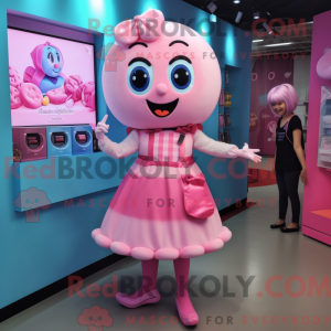 Maskotkarakter af en Pink...