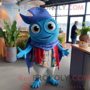 Maskot karakter af en Blue...