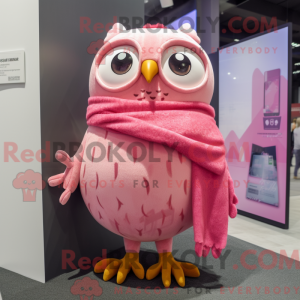Maskotkarakter av en rosa...
