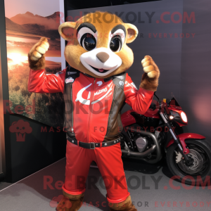 Maskot-karakter av en rød...