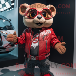 Maskot-karakter av en rød...