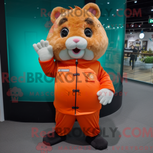 Maskotfigur af en orange...