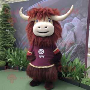 Maroon Yak mascotte kostuum...