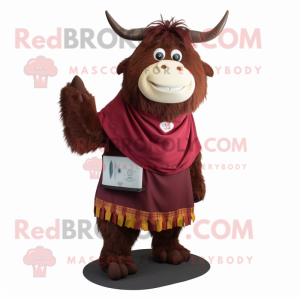 Maroon Yak mascotte kostuum...