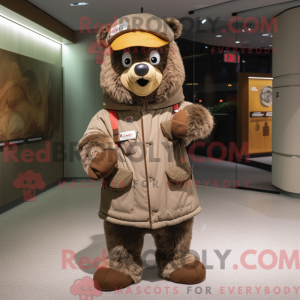 Maskot karaktär av en brun...