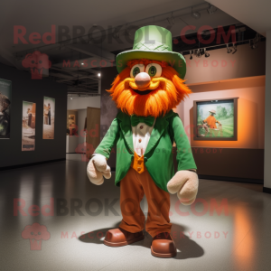 Rust Leprechaun mascot costume character dressed with a Culottes and Bow ties