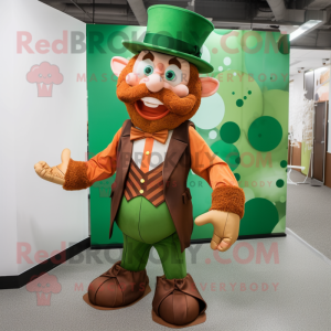 Rust Leprechaun mascot costume character dressed with a Culottes and Bow ties