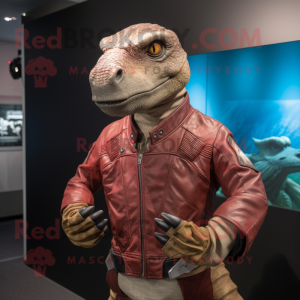 nan Iguanodon mascot costume character dressed with a Moto Jacket and Shawls