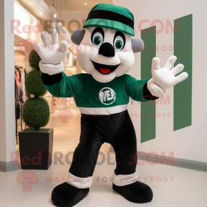 Forest Green Mime mascot costume character dressed with a T-Shirt and Gloves