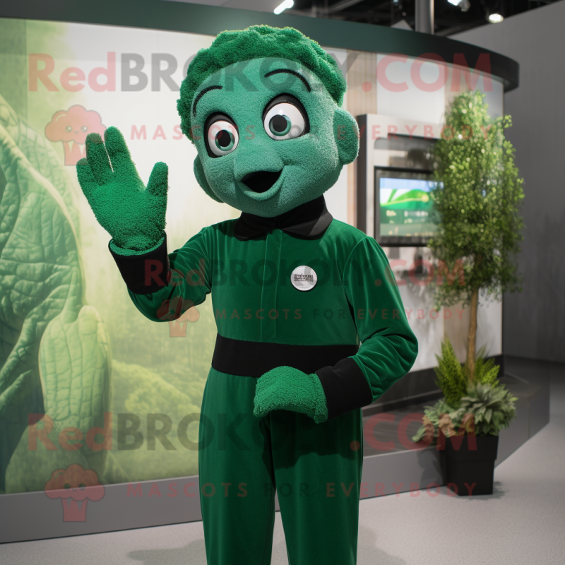 Forest Green Mime mascot costume character dressed with a T-Shirt and Gloves Forest Green Mime mascot costume character dressed with a T-Shirt and Gloves