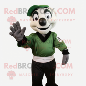 Forest Green Mime mascot costume character dressed with a T-Shirt and Gloves