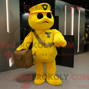 Mascottefiguur van een gele...
