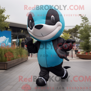 Mascot character of a Cyan...