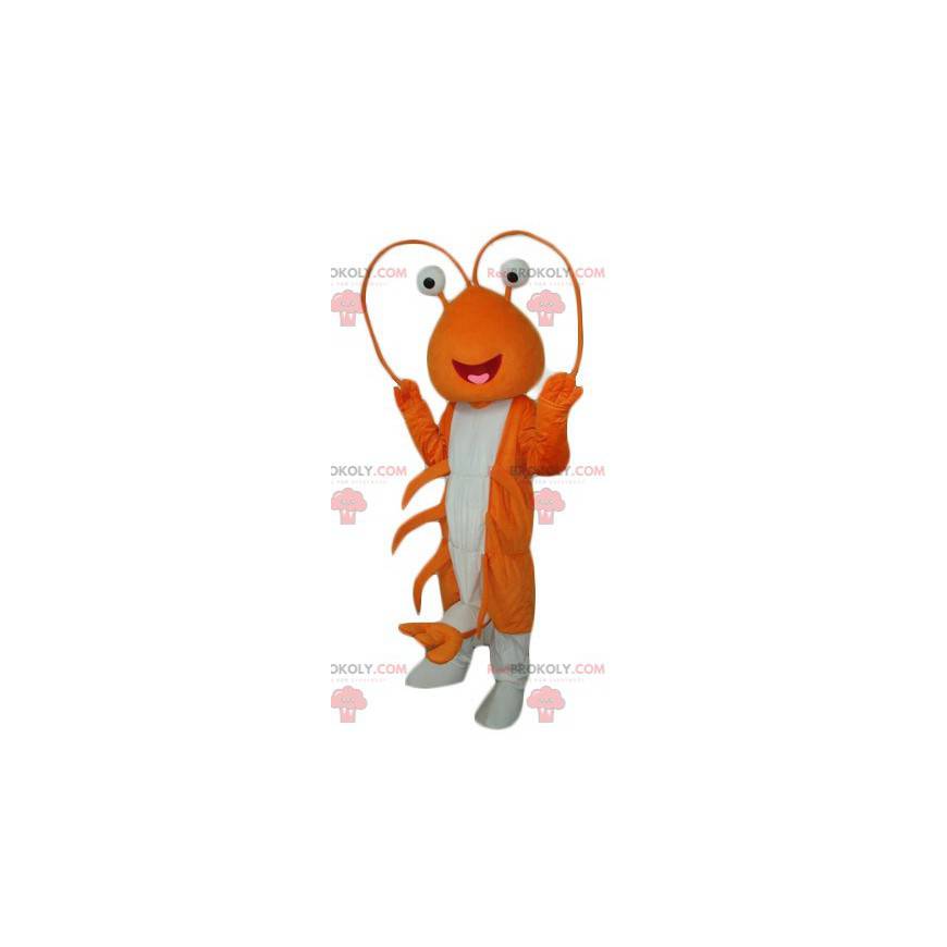 Mascote lagosta gigante, lagostim laranja e branco -