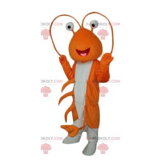 Mascote lagosta gigante, lagostim laranja e branco -