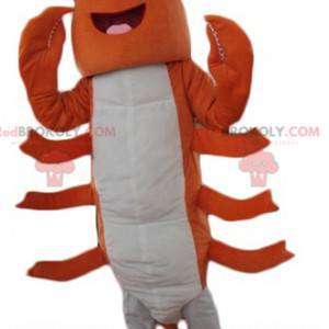 Mascota de langosta gigante de cangrejo de río naranja y blanco