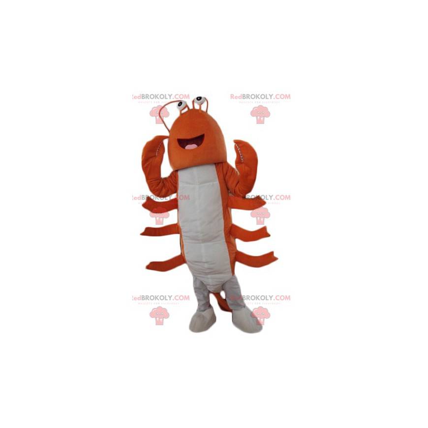 Mascota de langosta gigante de cangrejo de río naranja y blanco