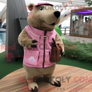 Maskottchen eines rosa...