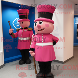 Maskotkarakter av en rosa...