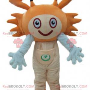 Mascotte de crabe orange et blanc très souriant - Redbrokoly.com